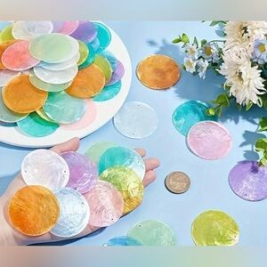 10, 5cm Round Shell Charms | Assorted Colors | Jewelry, Home & Clothing | New